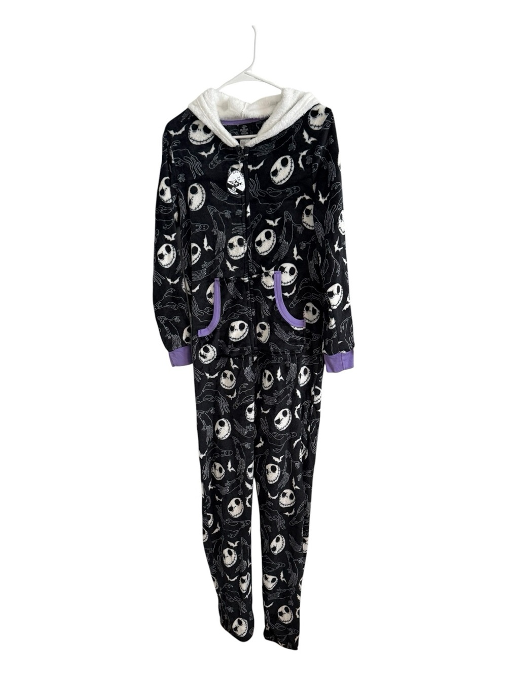 Disney Nightmare Before Christmas Jack Skellington Hooded Pajama Onesie S NWT